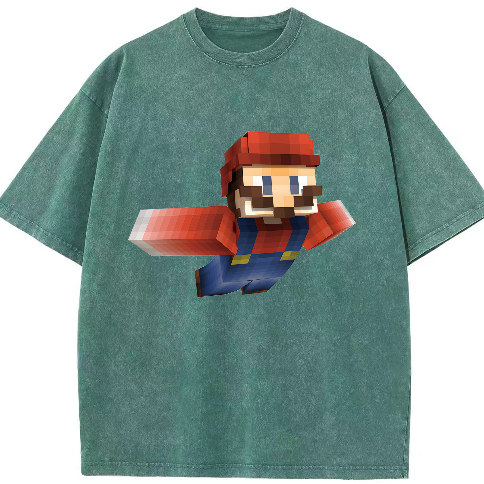 （画像用） マインクラフト ブロックの世界 Minecraft MC Block world 綿100% ヴィンテージ風 半袖Tシャツ（フロントプリント）